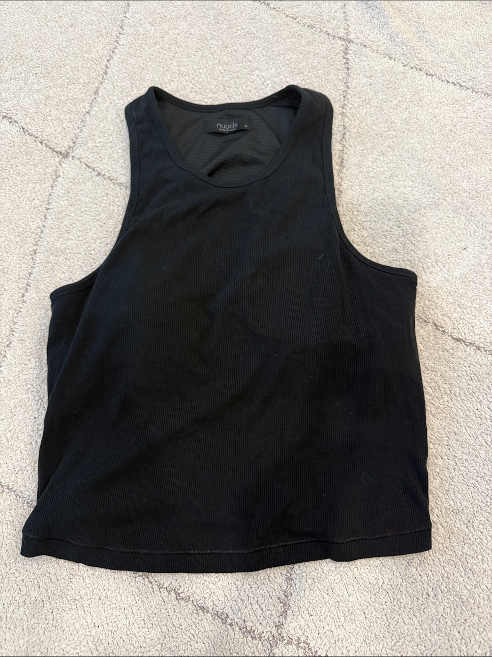nuuds Black Ribbed Cropped Tank